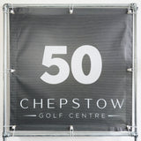 RA-TM9561 Amtech Range PVC Mesh Golf Driving Range Yardage Distance Banner 100x100 Chepstow Black 50