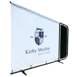 Bay Divider steel powder coated frame customisable bespoke banner for the golf driving range bay