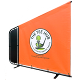 Bay Divider steel powder coated frame customisable bespoke banner for the golf driving range bay