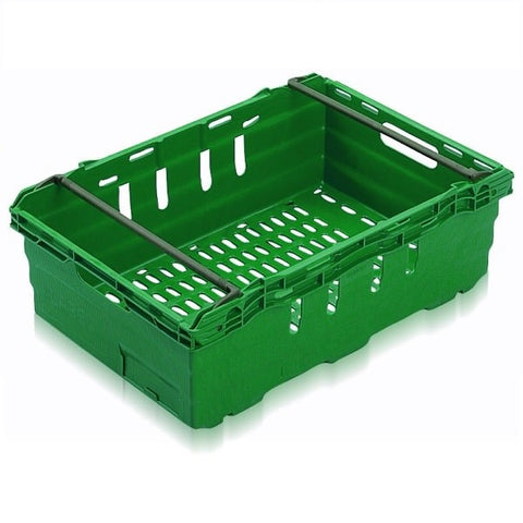 Driving range golf ball stacking crate in green