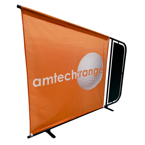 Bay Divider steel powder coated frame customisable bespoke banner for the golf driving range bay