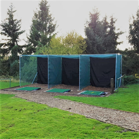 Golf practice enclosure net triple bay
